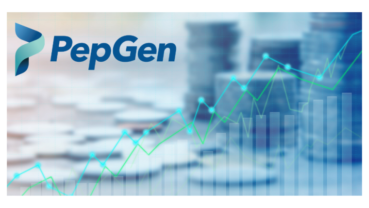 Coins are scattered and stacked behind a graph trending upwards. The PepGen logo is in the top left-hand corner of the image.