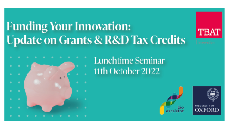 Funding your Innovation: Update on Grants & R&D Tax flyer.