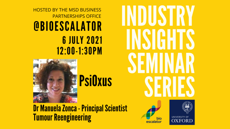 Listing image for July's edition of the Industry Insights seminar featuring Dr Manuela Zonca, 12 noon 6th July 2021.