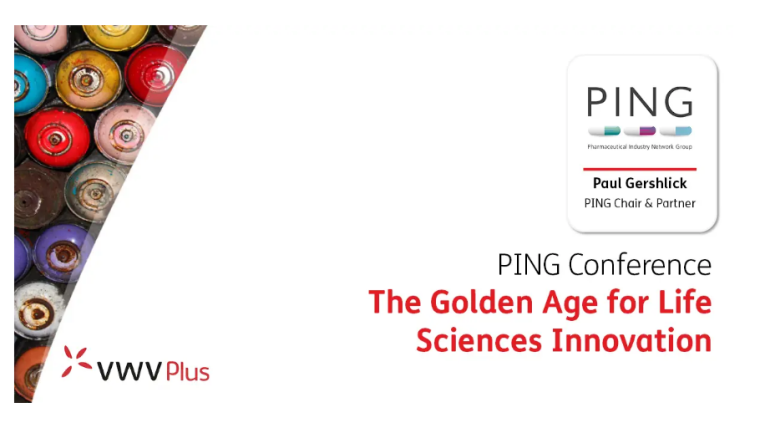 PING Conference 2022. The Golden Age for Life Science Innovation. WVWPlus logo.